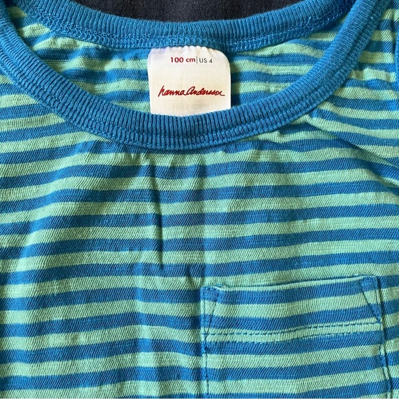 Hanna Andersson set of 3 kids’ tank tops in gender neutral gray and blue striped - Picture 2 of 6